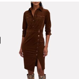 VERONICA BEARD BRITTON VELVET MIDI SHIRT DRESS